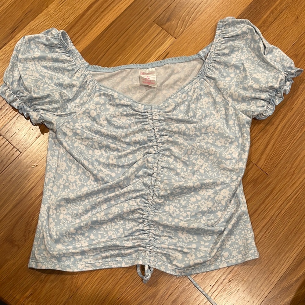 Floral baby blue top